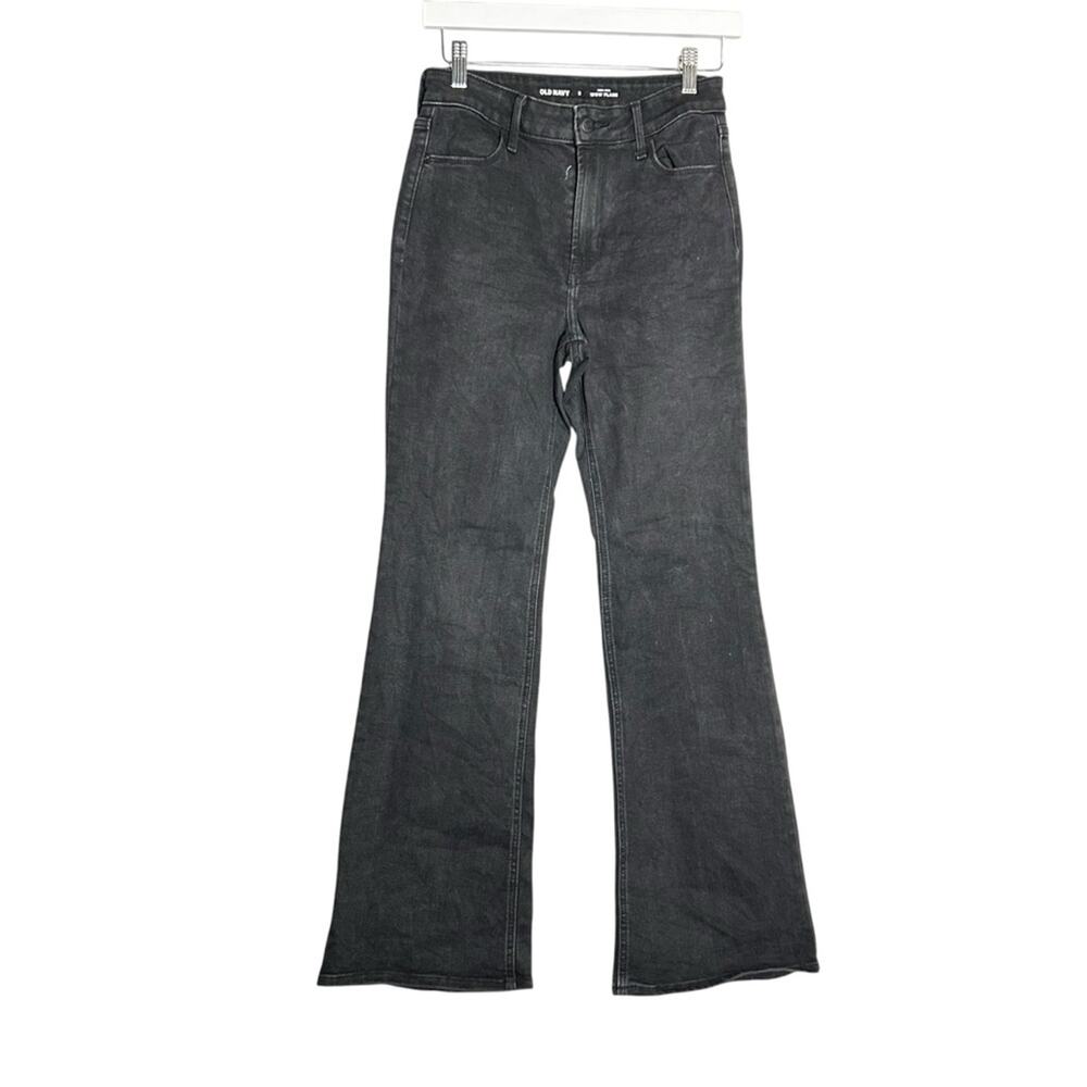 Old Navy Black Super Flare High Rise‎ Denim Jeans Size 2